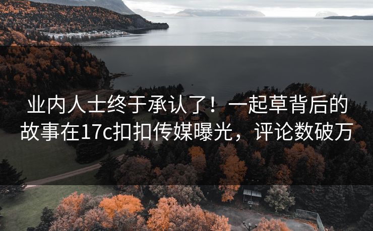 业内人士终于承认了！一起草背后的故事在17c扣扣传媒曝光，评论数破万