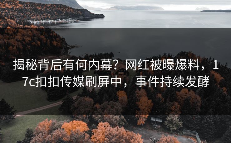 揭秘背后有何内幕？网红被曝爆料，17c扣扣传媒刷屏中，事件持续发酵