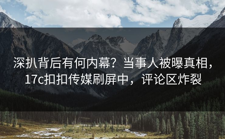深扒背后有何内幕？当事人被曝真相，17c扣扣传媒刷屏中，评论区炸裂