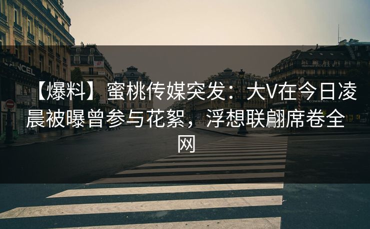 【爆料】蜜桃传媒突发：大V在今日凌晨被曝曾参与花絮，浮想联翩席卷全网