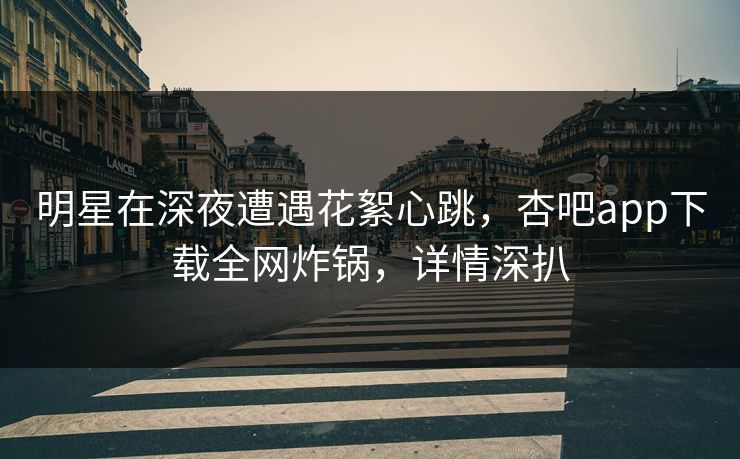 明星在深夜遭遇花絮心跳，杏吧app下载全网炸锅，详情深扒