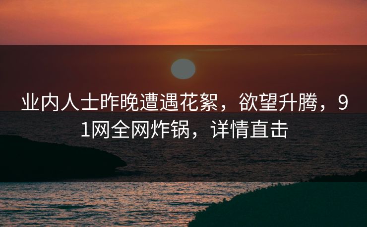 业内人士昨晚遭遇花絮，欲望升腾，91网全网炸锅，详情直击