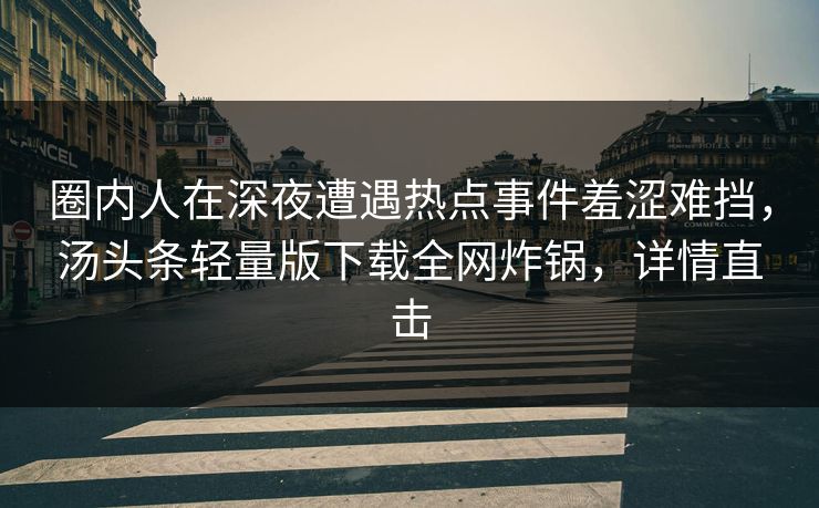 圈内人在深夜遭遇热点事件羞涩难挡，汤头条轻量版下载全网炸锅，详情直击